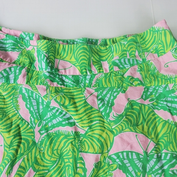 Vintage Lilly Pulitzer Zebra Butterfly Print Green Pink Skirt Size 12 Spring - Picture 3 of 14